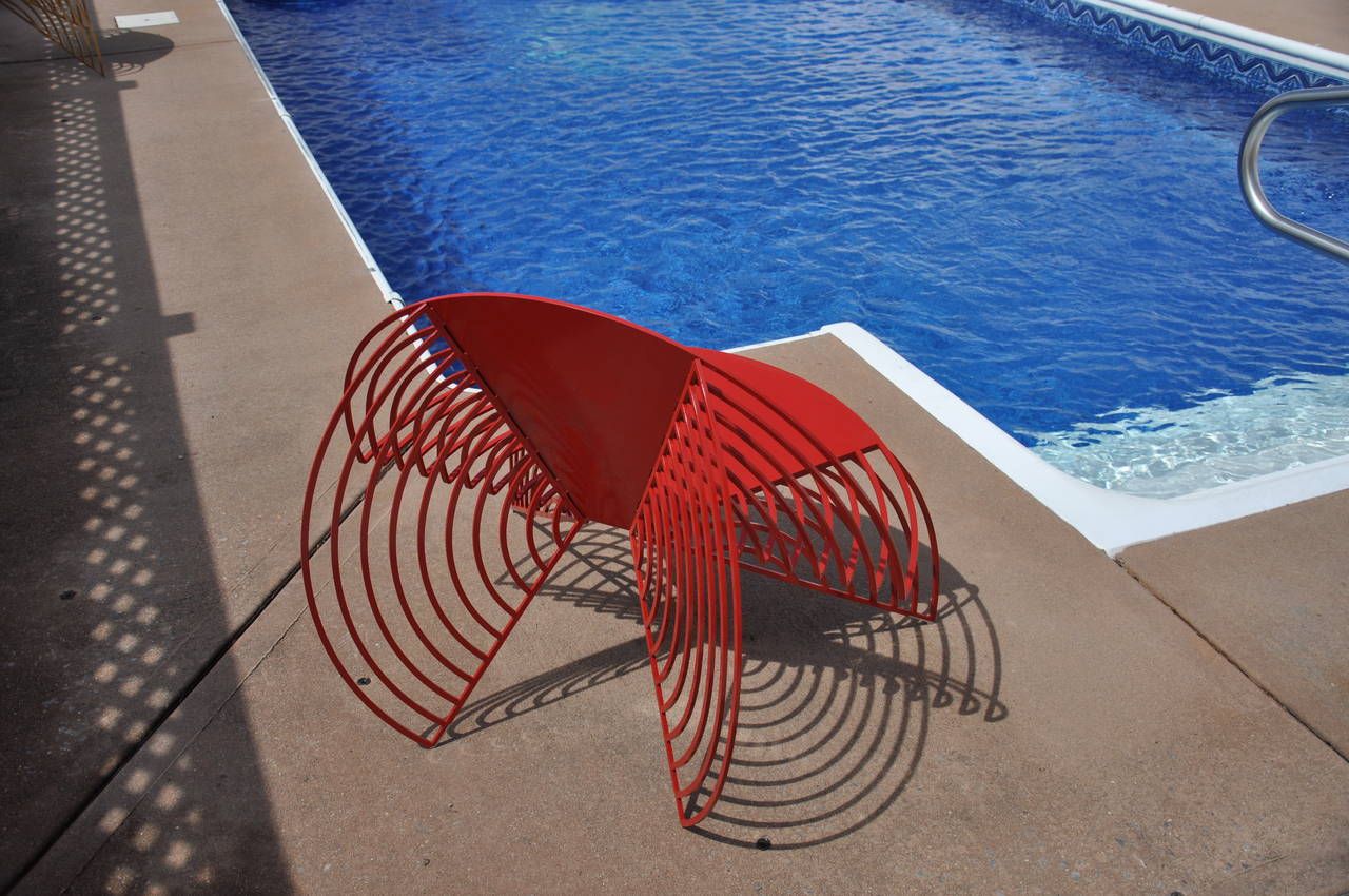 Powder-Coated Red Wings of Steel Chair, Designed by Laurie Beckerman in 2012 For Sale