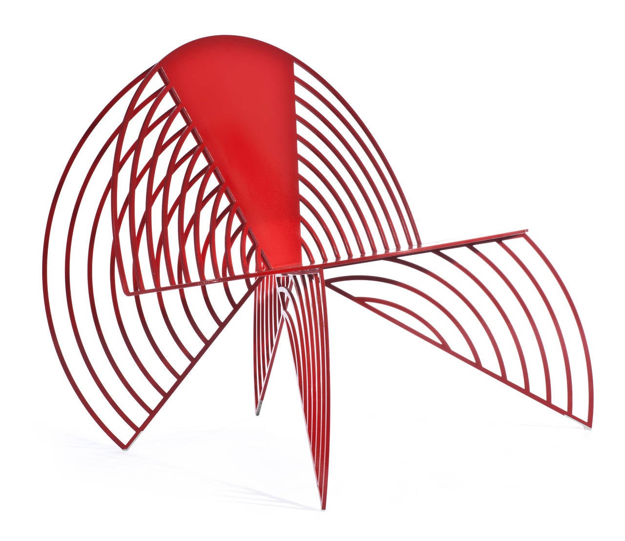 The wings of steel chair is fabricated from laser cut steel and powder coated in a variety of durable colors for outdoor and indoor use.

While the material is strong, the form is light as a butterfly about to take flight. Its laser cut strips