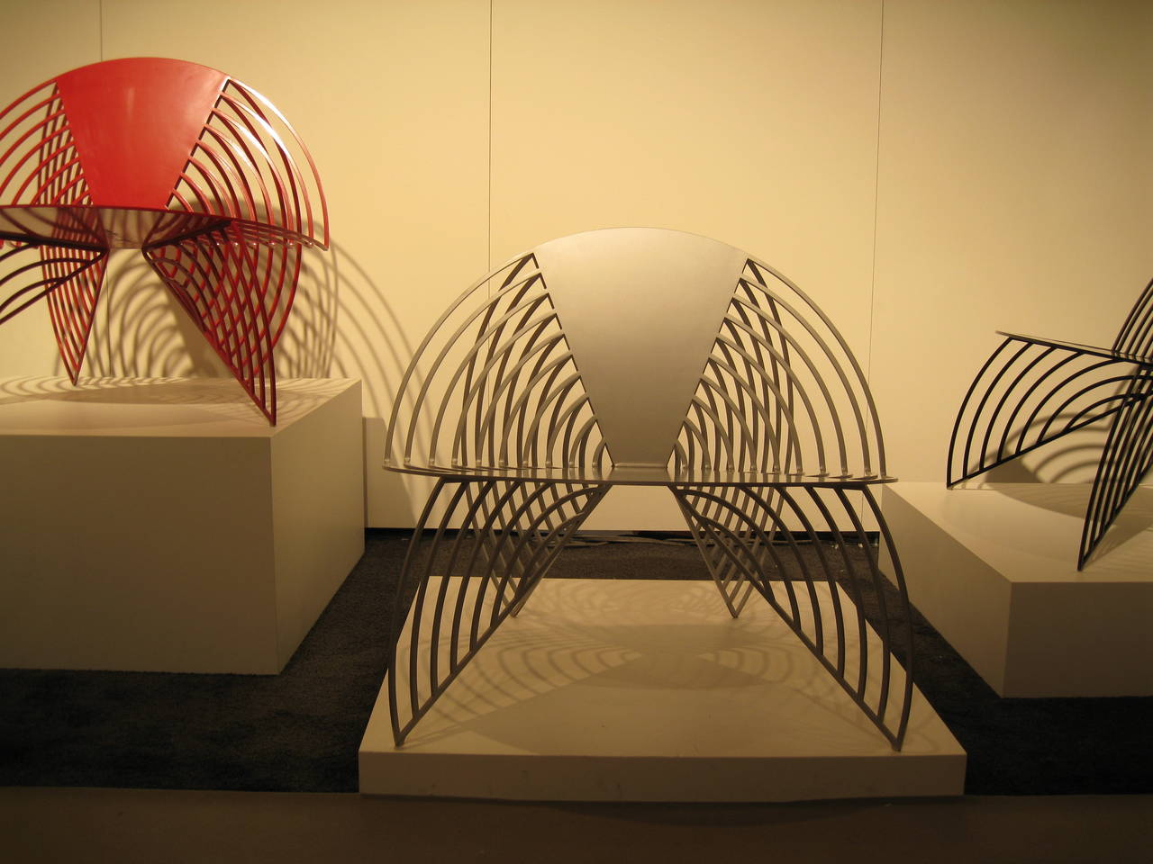 Powder-Coated Wings of Steel Sculptural Chair in Silver, Designed by Laurie Beckerman in 2012 For Sale