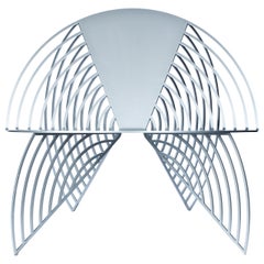 Wings of Steel Sculptural Chair in Silver, Designed by Laurie Beckerman in 2012