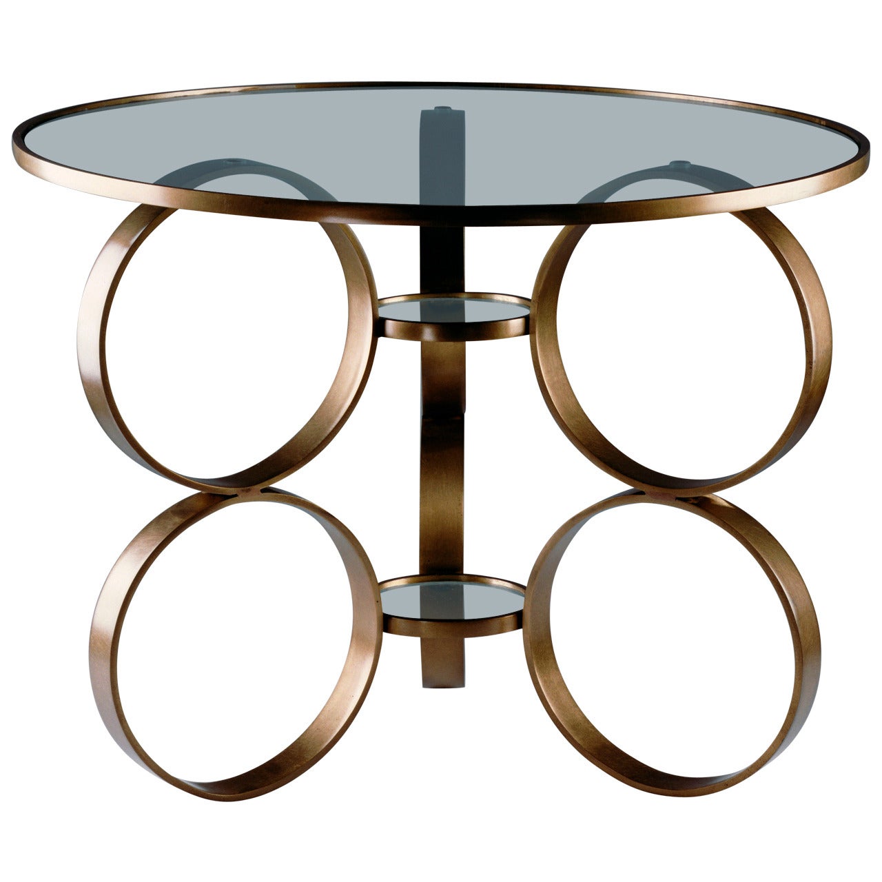Table à anneaux en laiton conçue par Laurie Beckerman