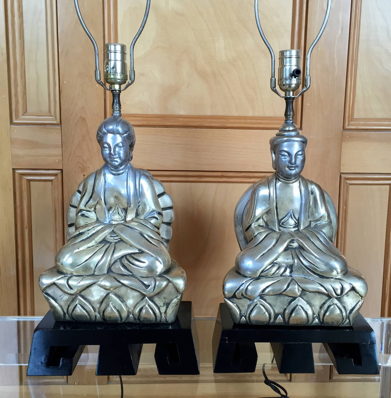 Pair of 1950s Chinese Figural Table Lamps