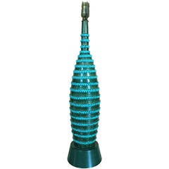 1960s Italian Glazed Pottery Table Lamp with Ribbon Motif 8