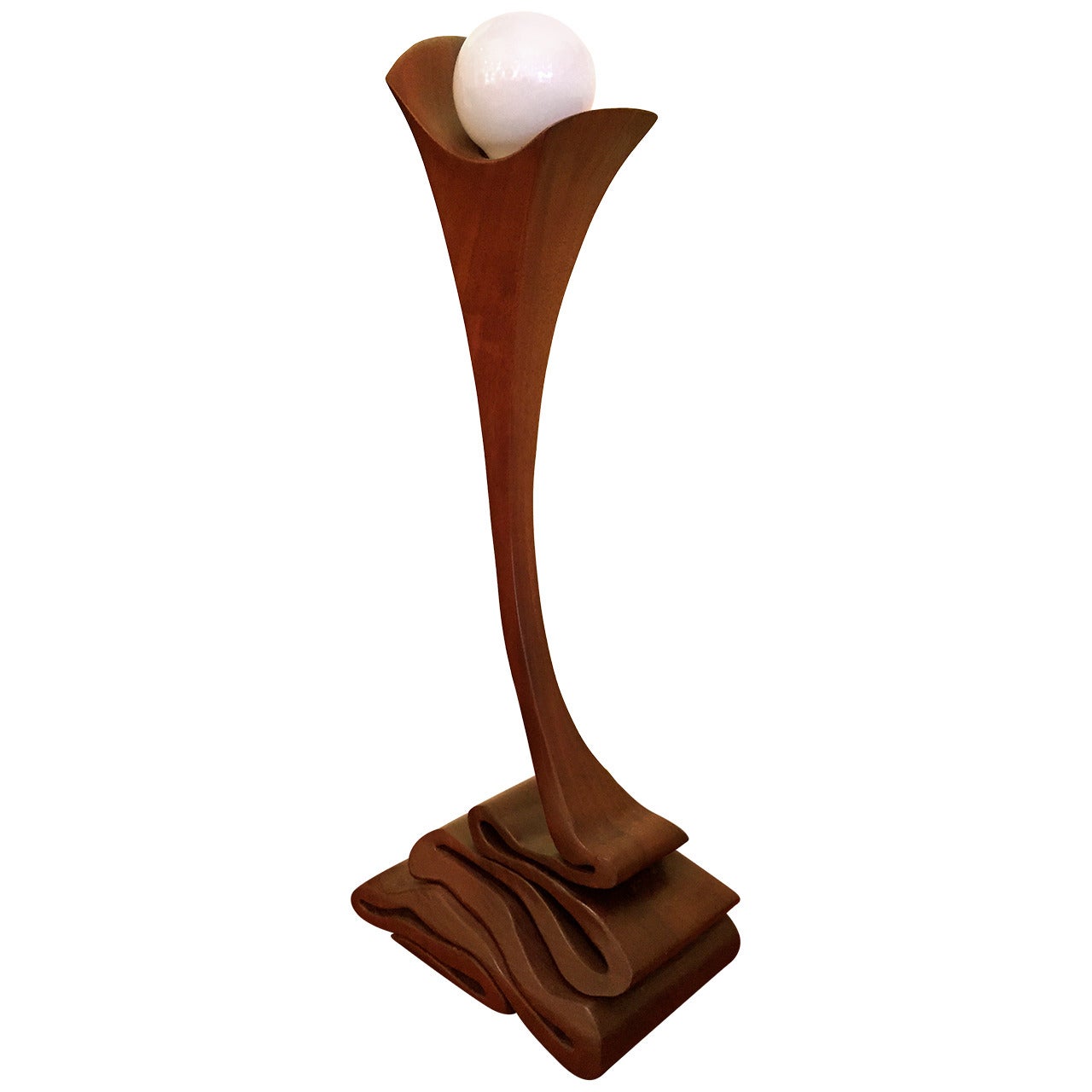 Walnut "Ribbon" Accent Lamp in the Style of Phillip Lloyd Powell For Sale