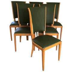 Set of Six French Dining Chairs in the Style of Jules Leleu