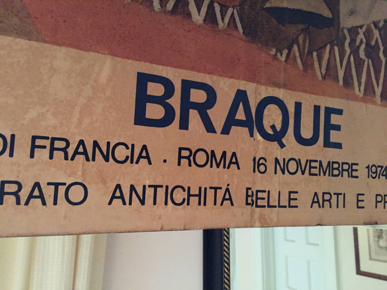 Monumental Vintage Braque Poster 1974-75 Exhibition at Villa Medici in Rome 1
