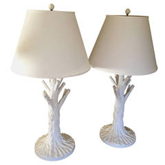 Pair of John Dickinson Tree-Formed Plaster Table Lamps