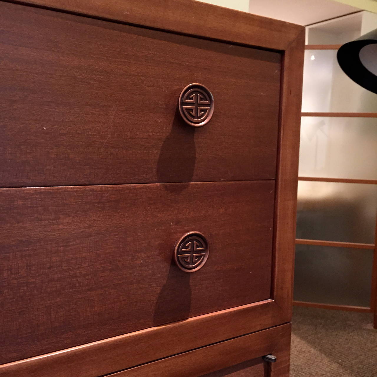 Tall Cuban Mahogany Chest of Drawers in the Style of James Mont In Excellent Condition For Sale In Quogue, NY