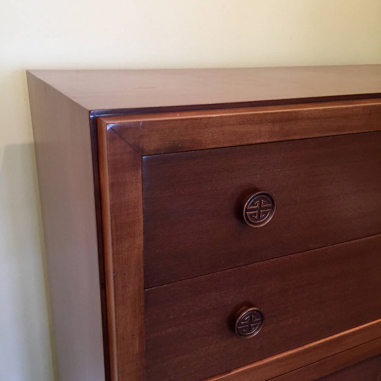 Modern Tall Cuban Mahogany Chest of Drawers in the Style of James Mont For Sale