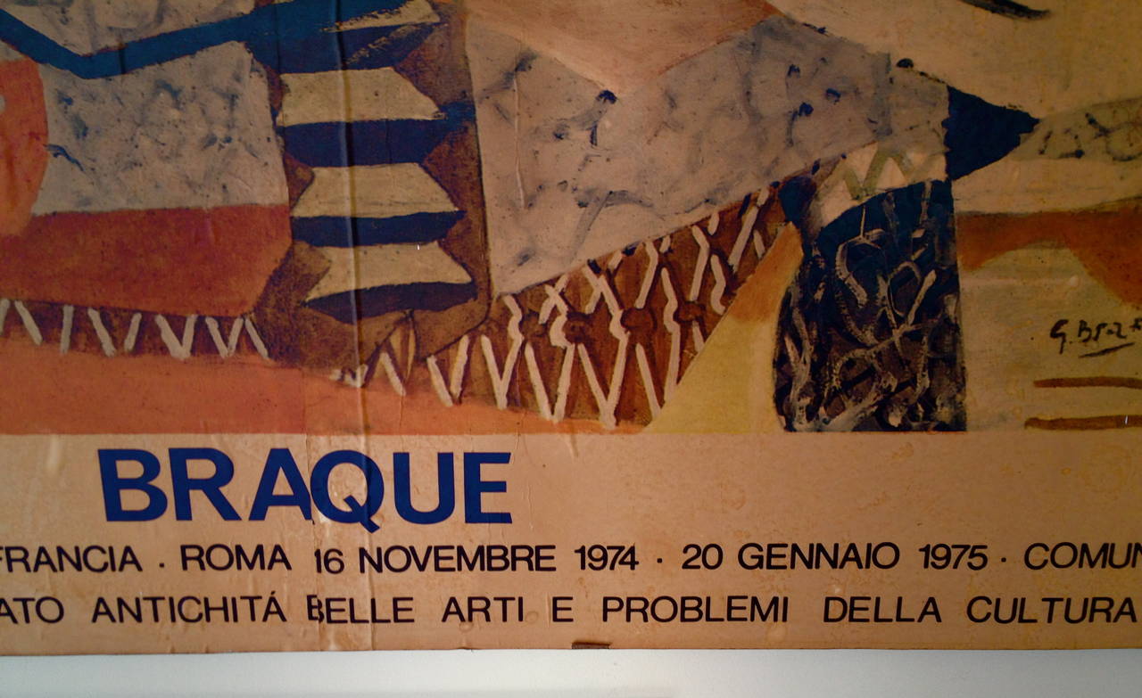Monumental Vintage Braque Poster 1974-75 Exhibition at Villa Medici in Rome 2
