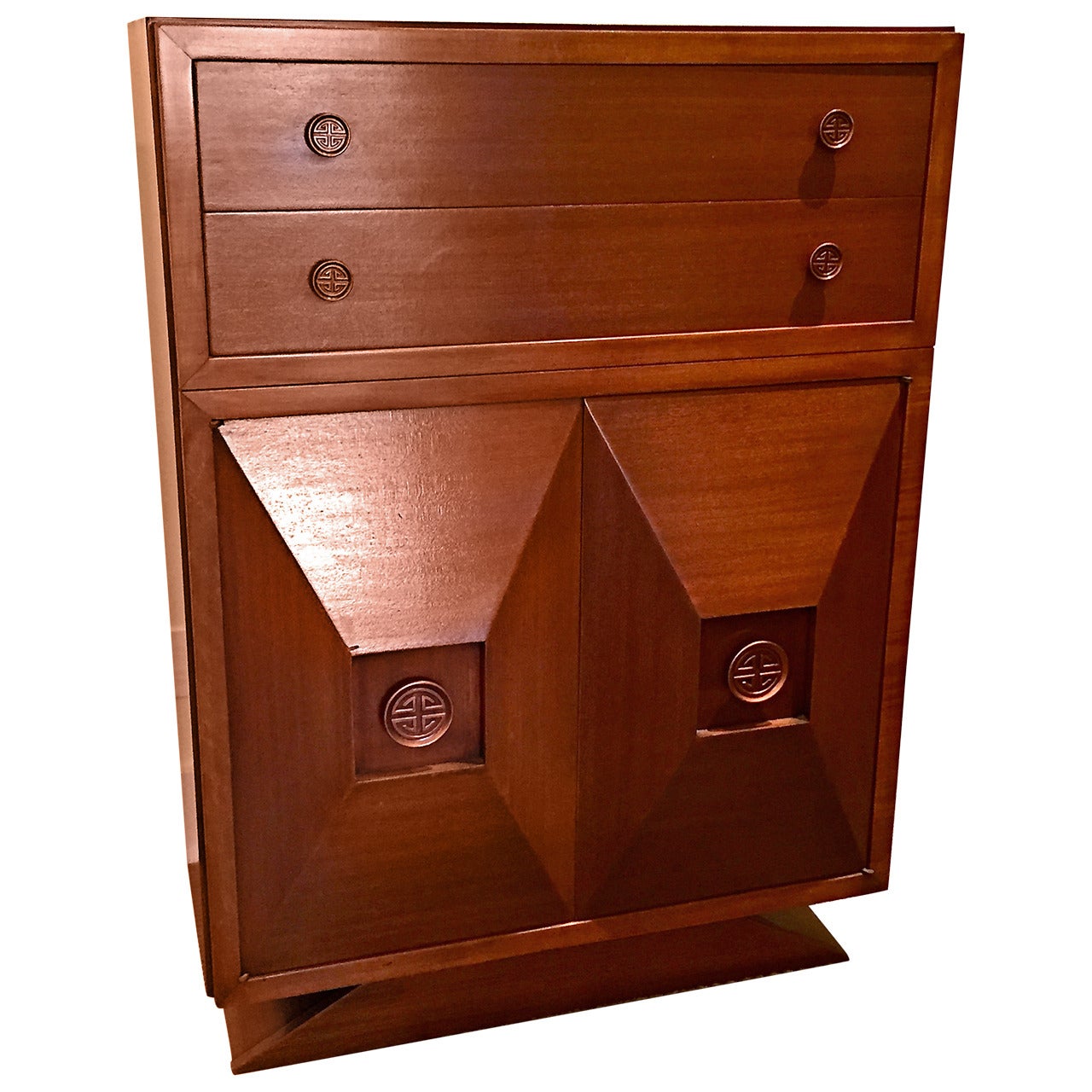Tall Cuban Mahogany Chest of Drawers in the Style of James Mont For Sale