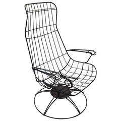 Retro Homecrest Metal Wire High Backed Lounge Chair