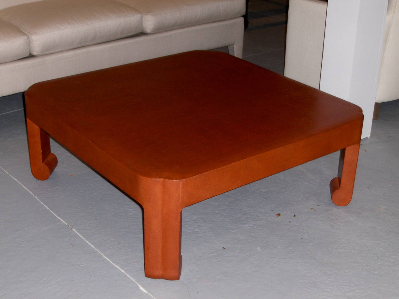 American Custom Linen Wrapped Low Table by Mark Hampton