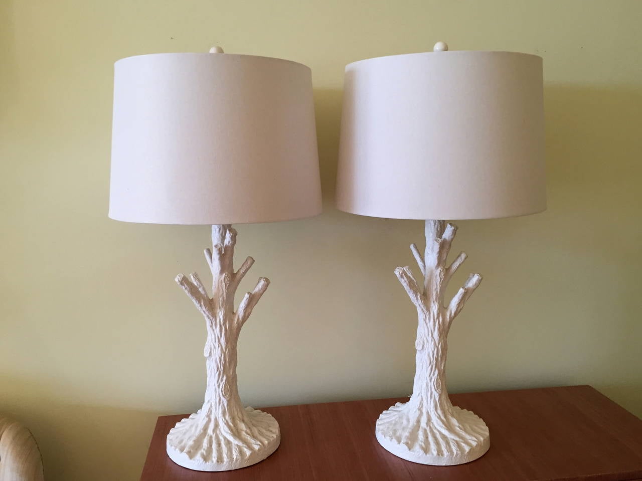Pair of John Dickinson Tree-Formed Plaster Table Lamps