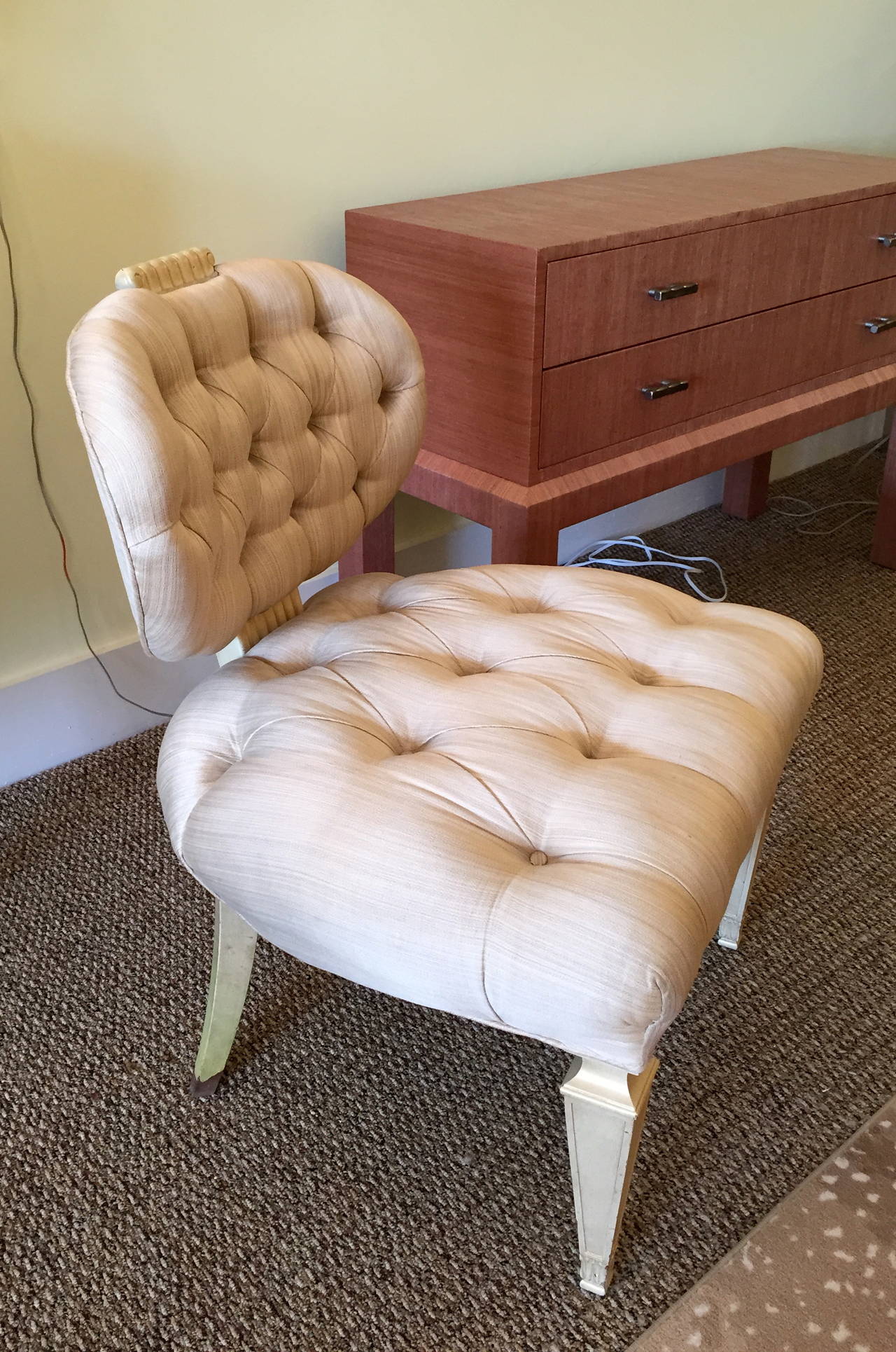 American Pair of Grosfeld House Tufted Slipper Chairs For Sale