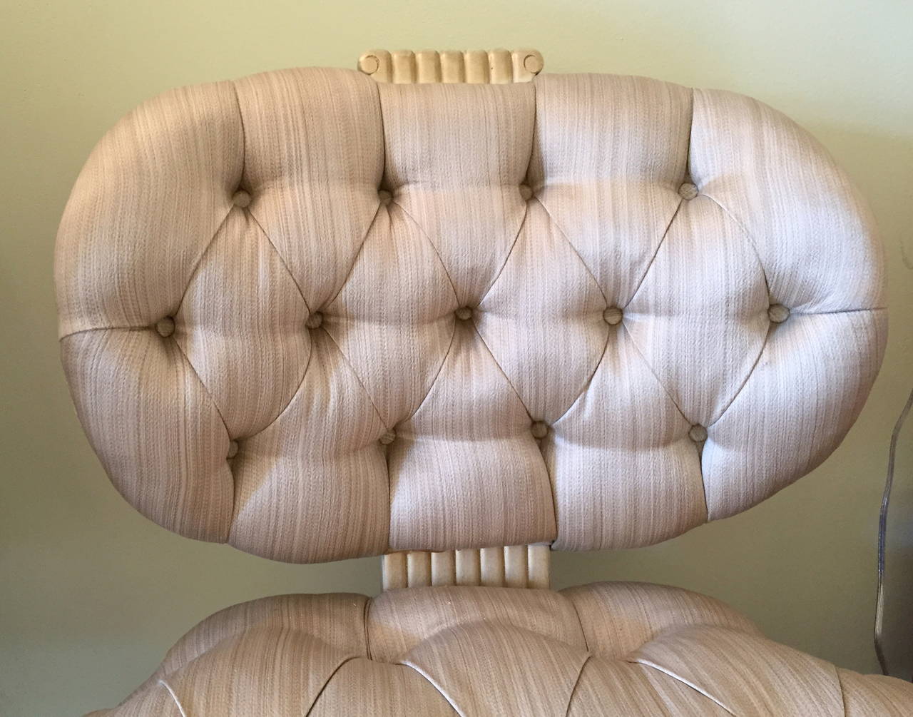 Mid-20th Century Pair of Grosfeld House Tufted Slipper Chairs For Sale