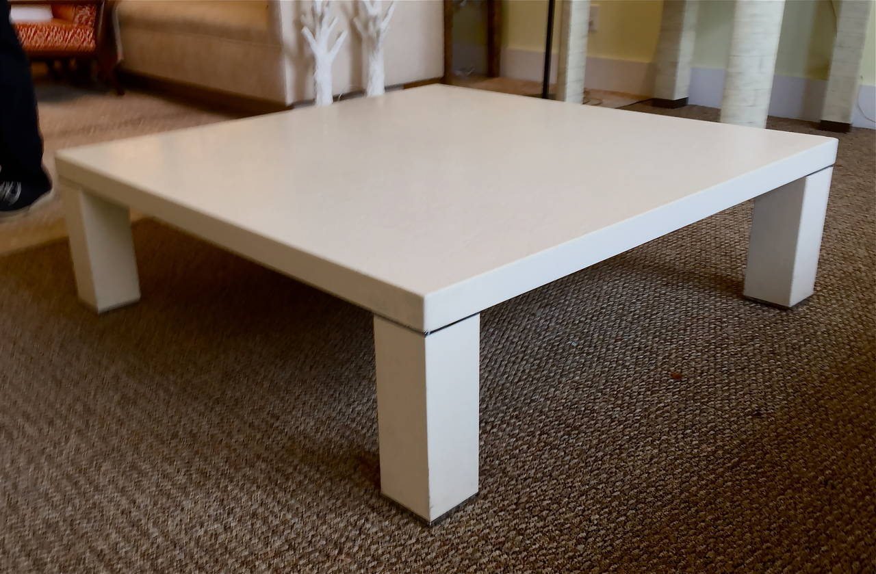 Faux Alligator and Chrome Low Table in the Style of Karl Springer