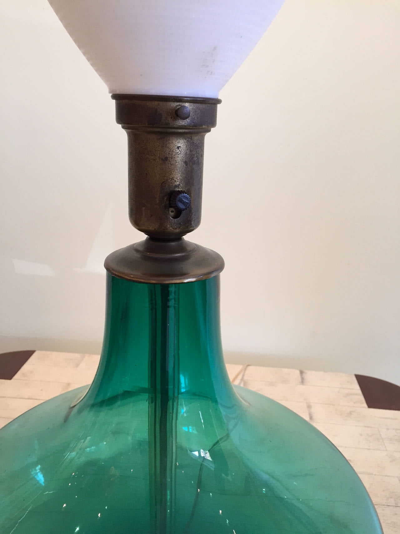 Blown Glass Blenko Glass Emerald Green Table Lamp