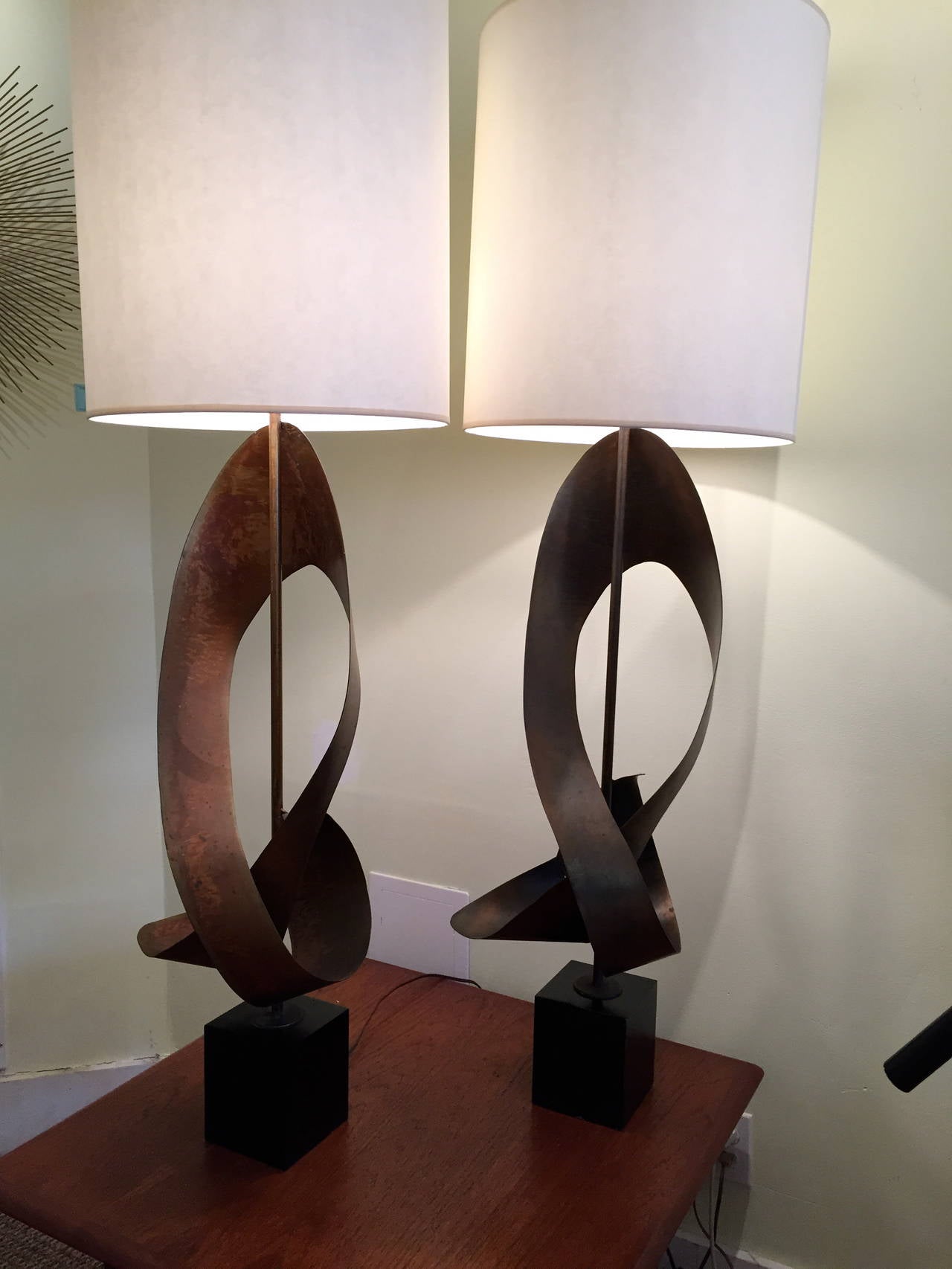 American Pair of Monumental Laurel Table Lamps Designed by Harry Balmer