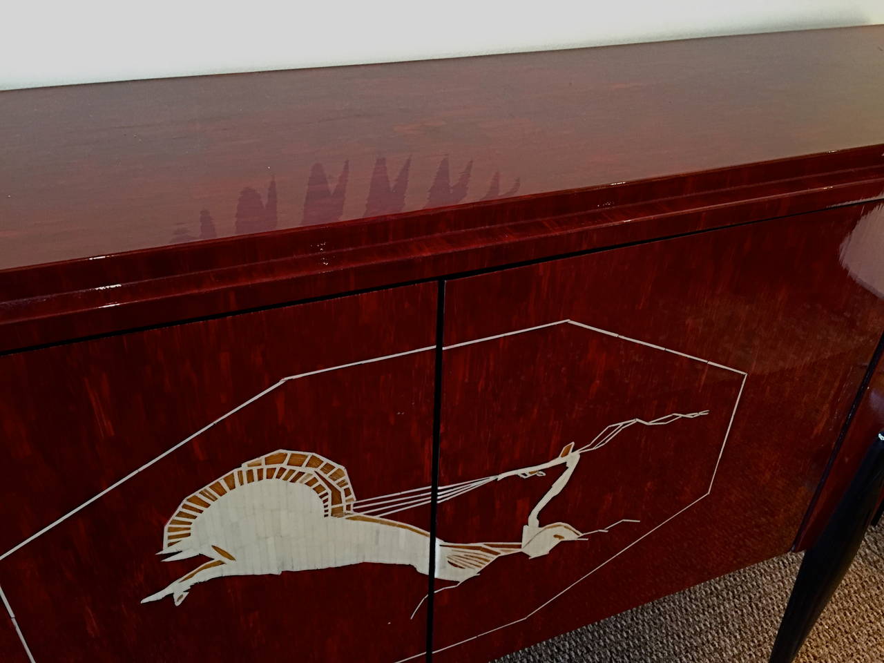 Deco Inspired Sideboard with Magnificent Inlay in the Style of Ruhlmann In Excellent Condition For Sale In Quogue, NY