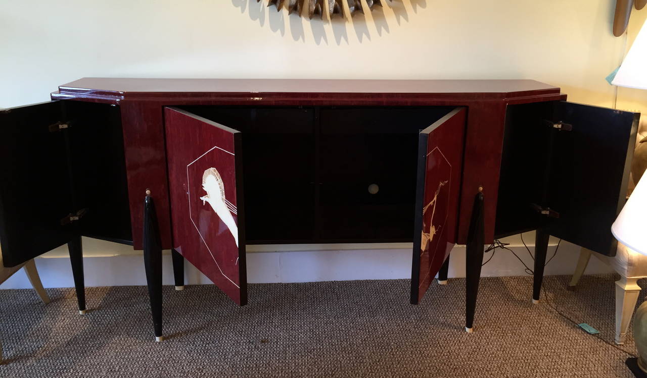 Deco Inspired Sideboard with Magnificent Inlay in the Style of Ruhlmann For Sale 2
