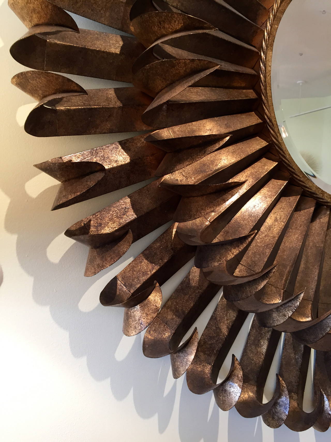 Monumental Italian Brutalist Sunburst Mirror In Excellent Condition For Sale In Quogue, NY
