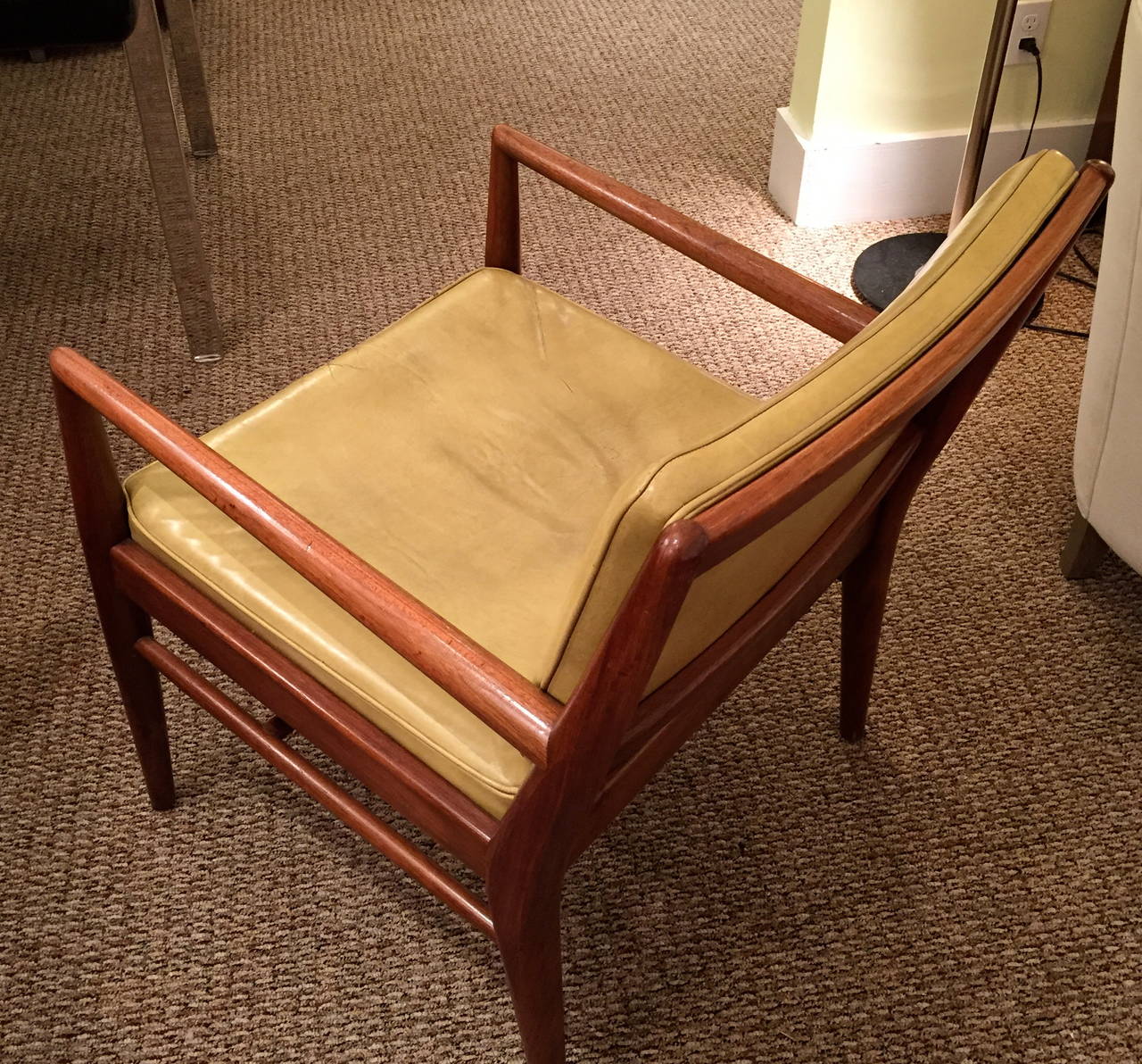 Mid-20th Century T.H. Robsjohn-Gibbings Style Walnut Armchair For Sale