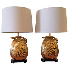 Pair of Chapman "Sacks of Gold" Brass Table Lamps