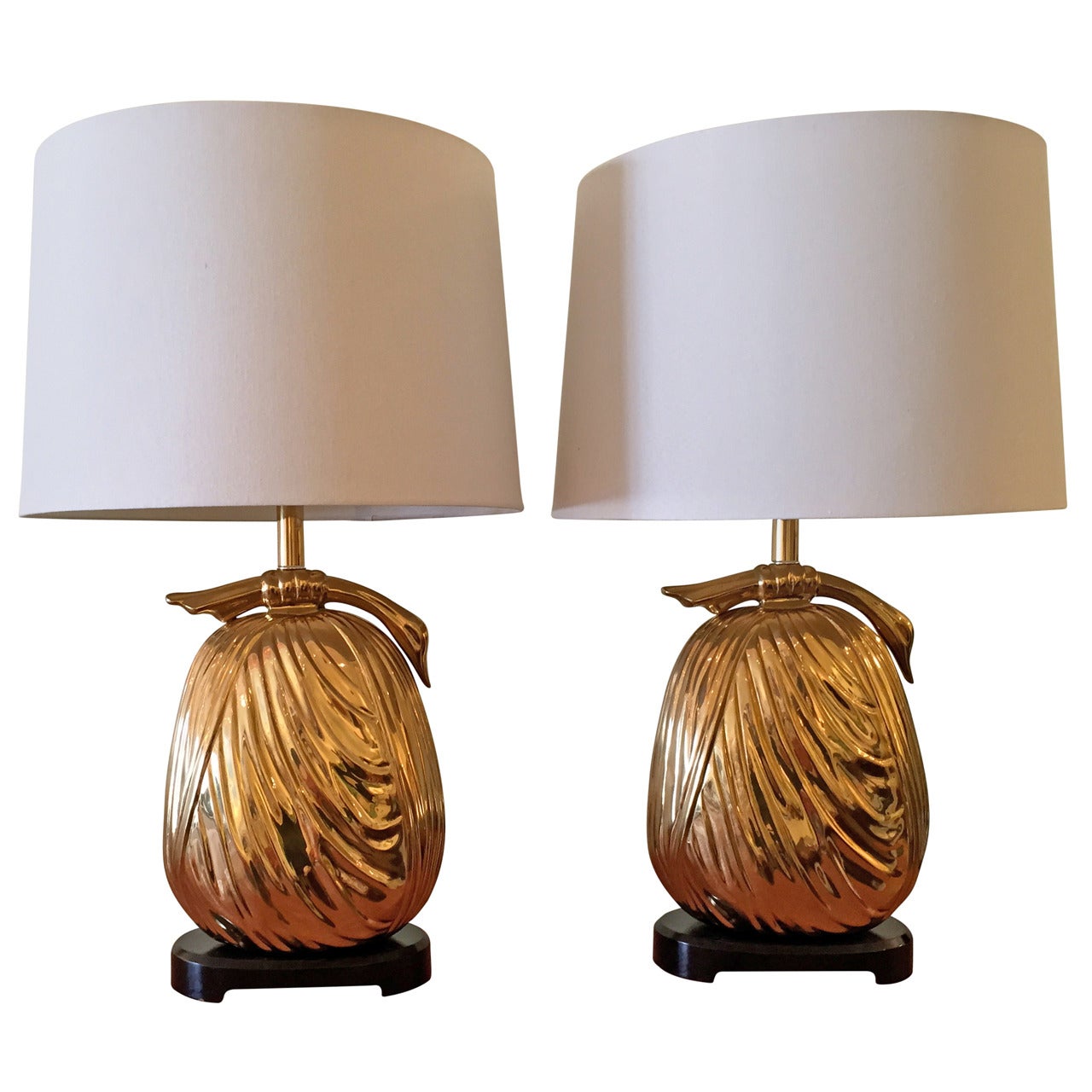 Pair of Chapman "Sacks of Gold" Brass Table Lamps For Sale