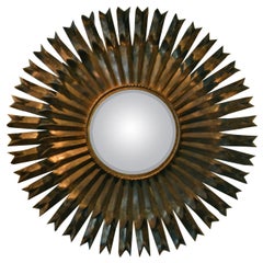 Monumental Italian Brutalist Sunburst Mirror