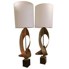 Pair of Monumental Laurel Table Lamps Designed by Harry Balmer