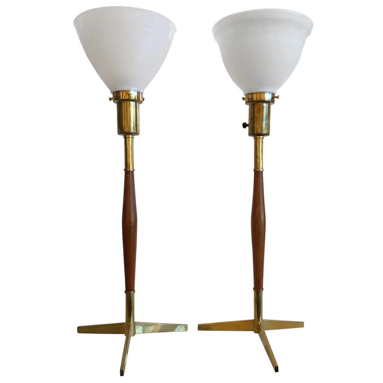 Pair of Tripod Base Table Lamps by Gerald Thurston for Lightolier