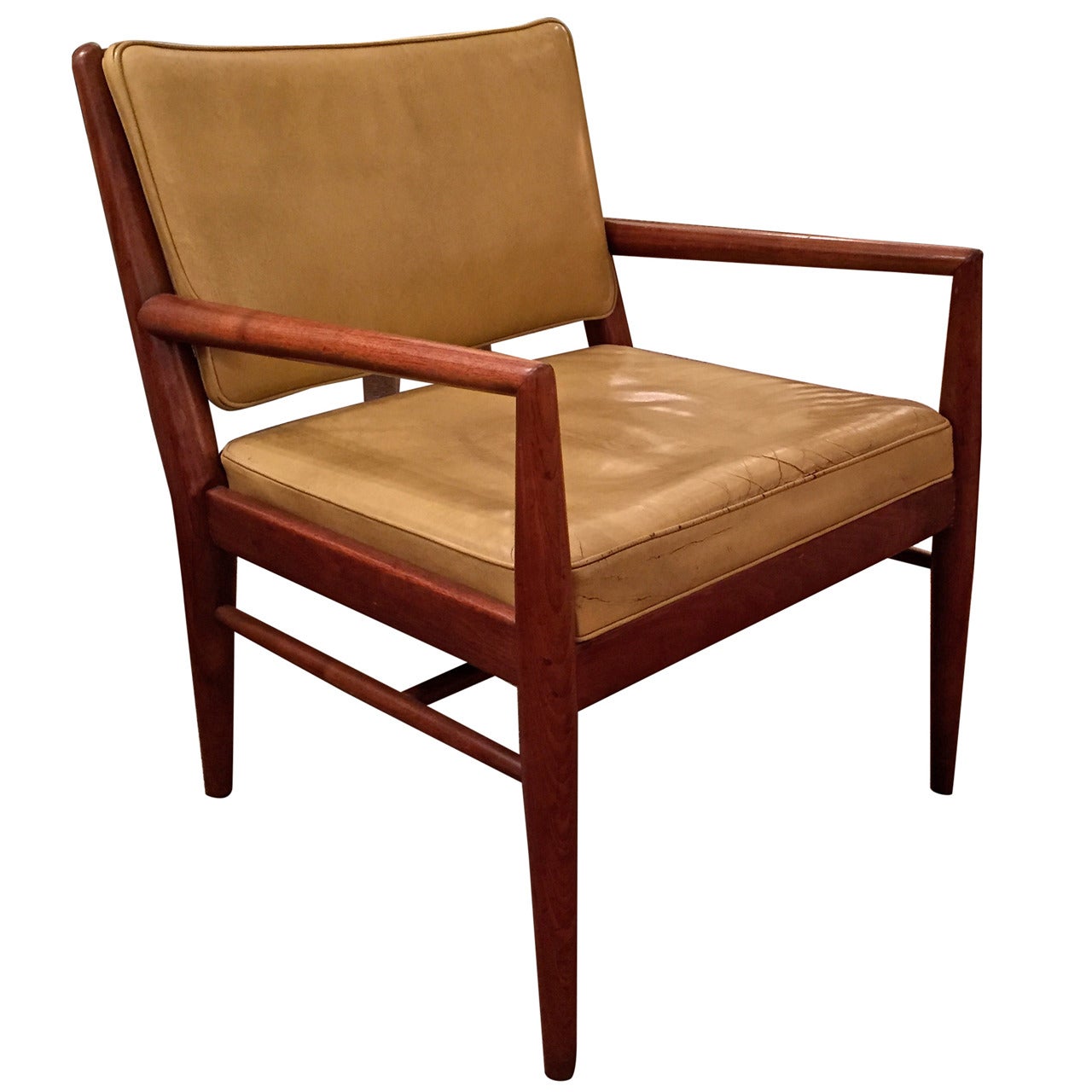 T.H. Robsjohn-Gibbings Style Walnut Armchair For Sale