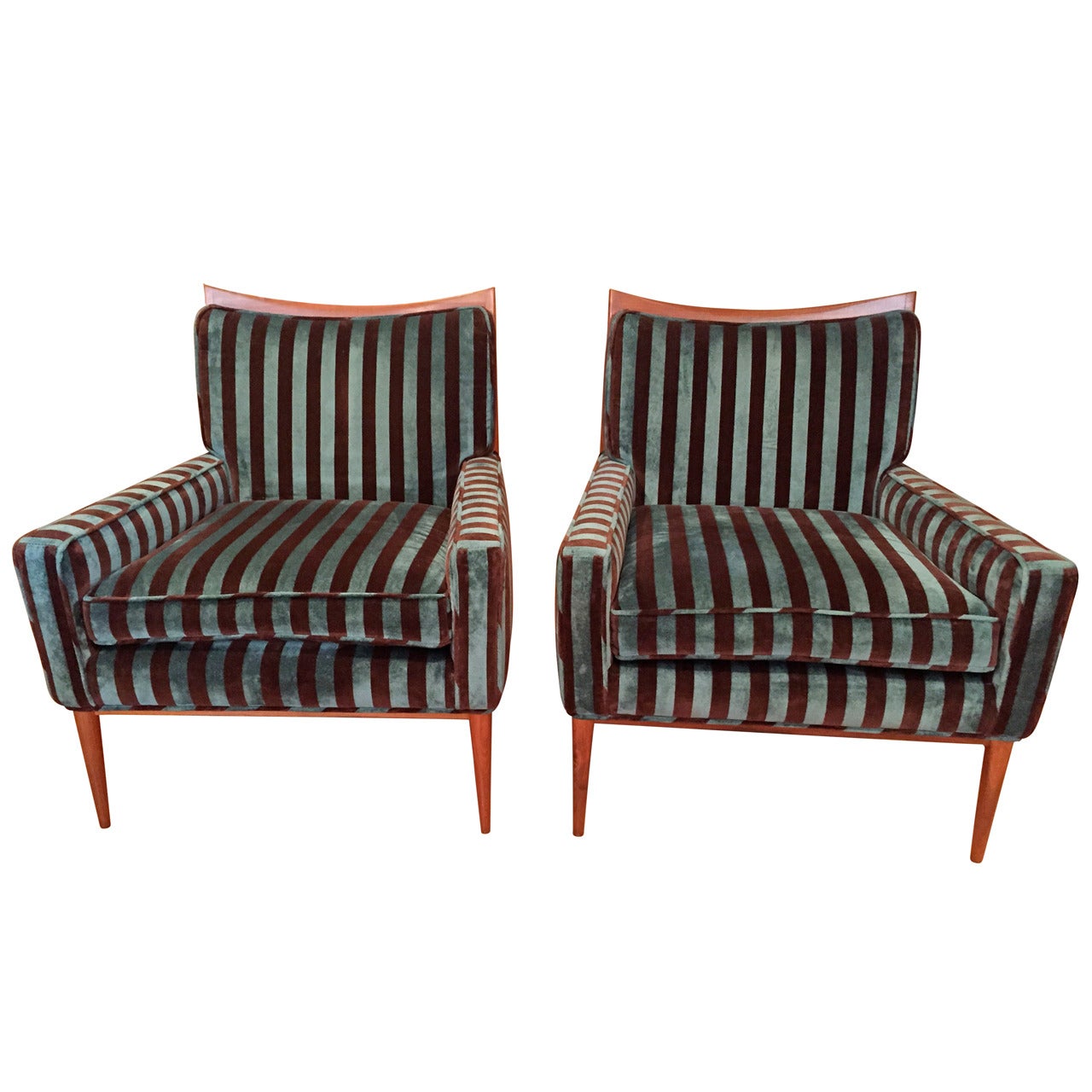 Pair of Paul McCobb for Directional Lounge Chairs in Original Fabric
