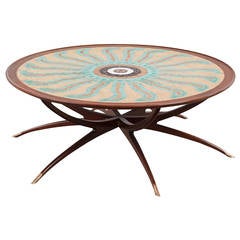 Retro Mid Century Spider Table With Mosaic Tile Top