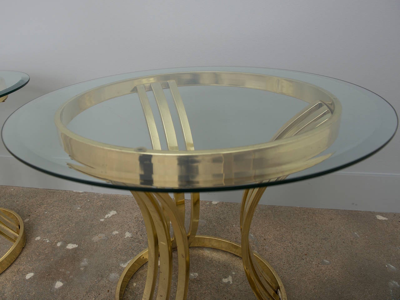 Mid-Century Modern Hollywood Regency Brass End Tables