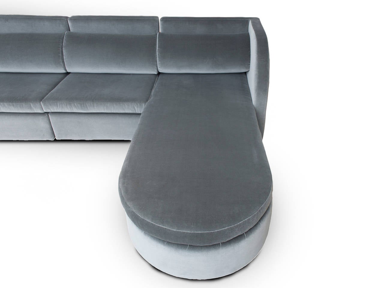 Mid-Century Modern Milo Baughman Custom Sectional Sofa in Grey Donghia Velvet