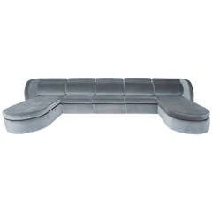 Milo Baughman Custom Sectional Sofa in Grey Donghia Velvet