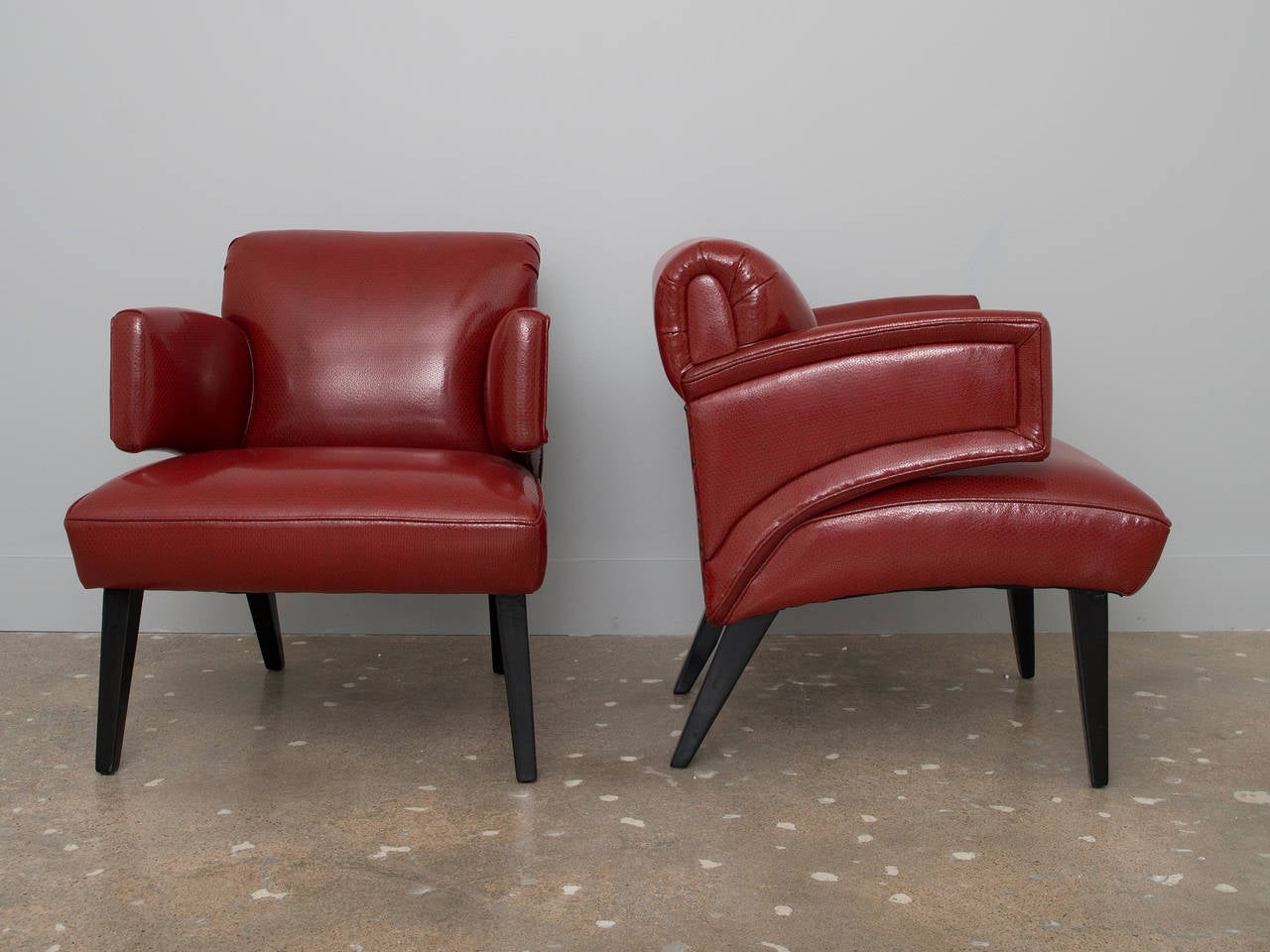 Mid-Century Modern Sculptural Red Italian Lounge Chairs