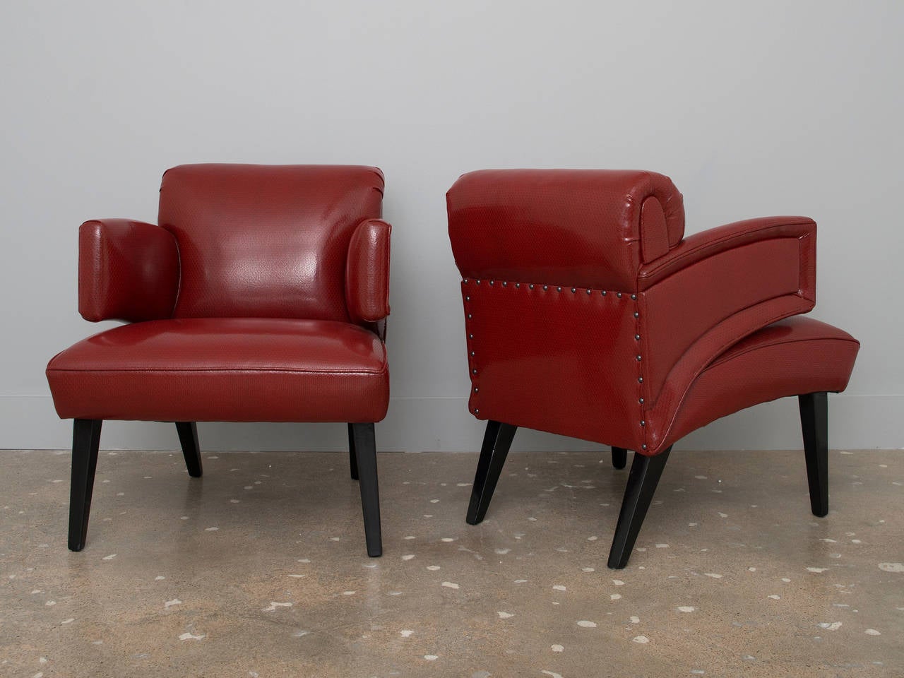 American Sculptural Red Italian Lounge Chairs