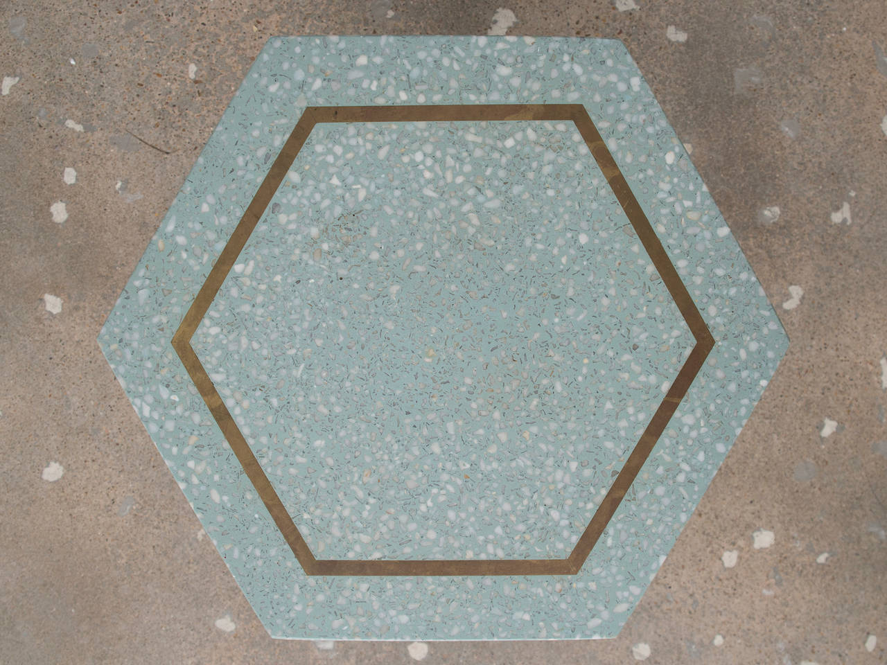 American Harvey Probber Hexagonal Terrazzo and Walnut Side or End Table For Sale
