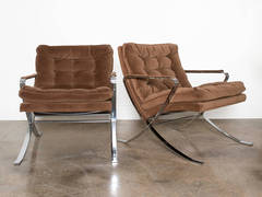Milo Baughman X-Base Chrome Chairs