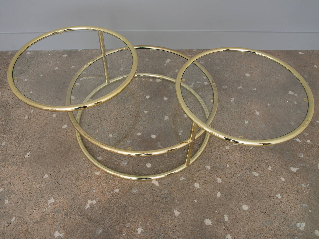American Brass and Glass Swivel Coffee Table