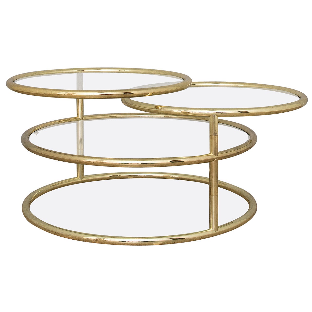 Brass and Glass Swivel Coffee Table