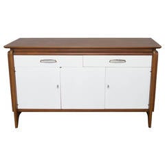 Drexel Projection Walnut and Lacquer Credenza