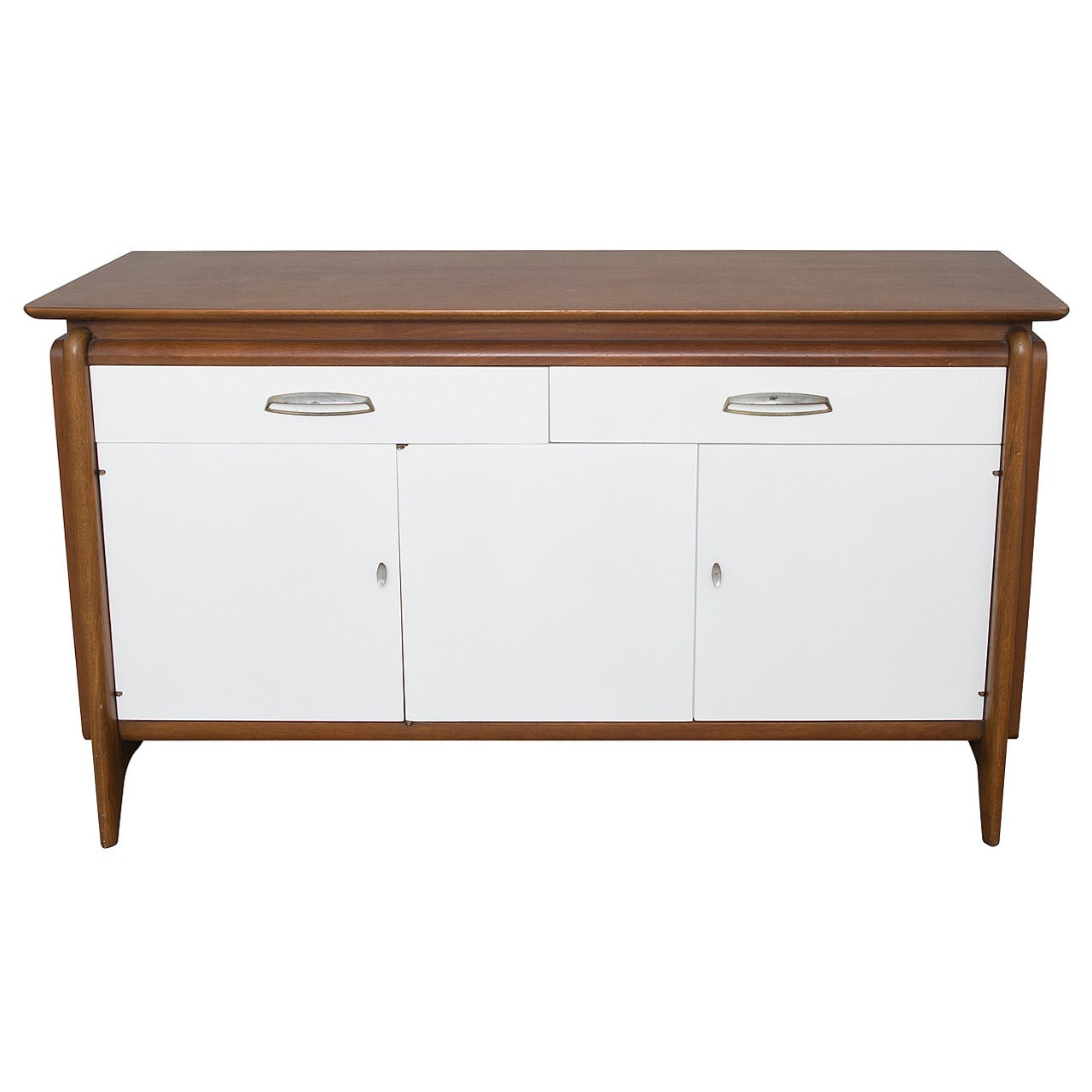 Drexel Projection Walnut and Lacquer Credenza For Sale