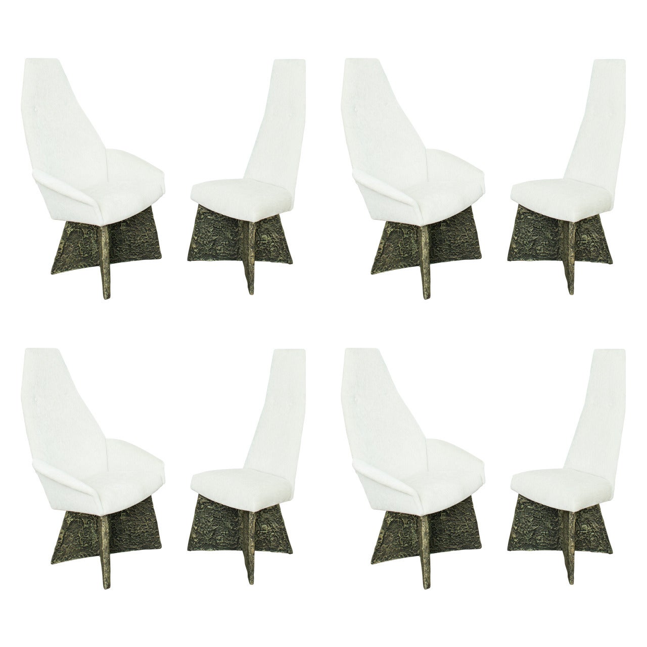 Set of Eight Adrian Pearsall Brutalist Style Dining Chairs