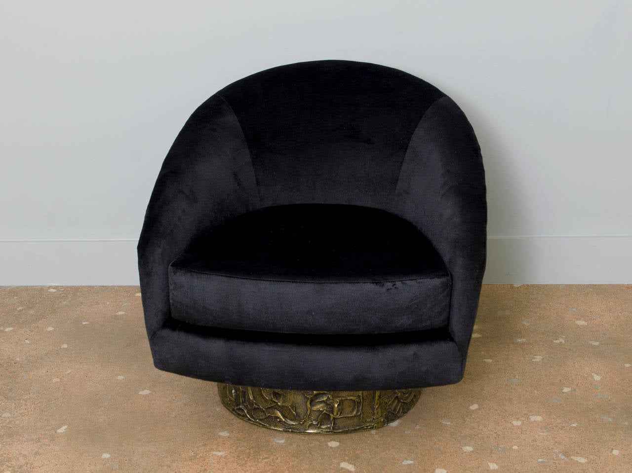 Rare swivel chair with unusual Brutalist base - rocks and swivels.