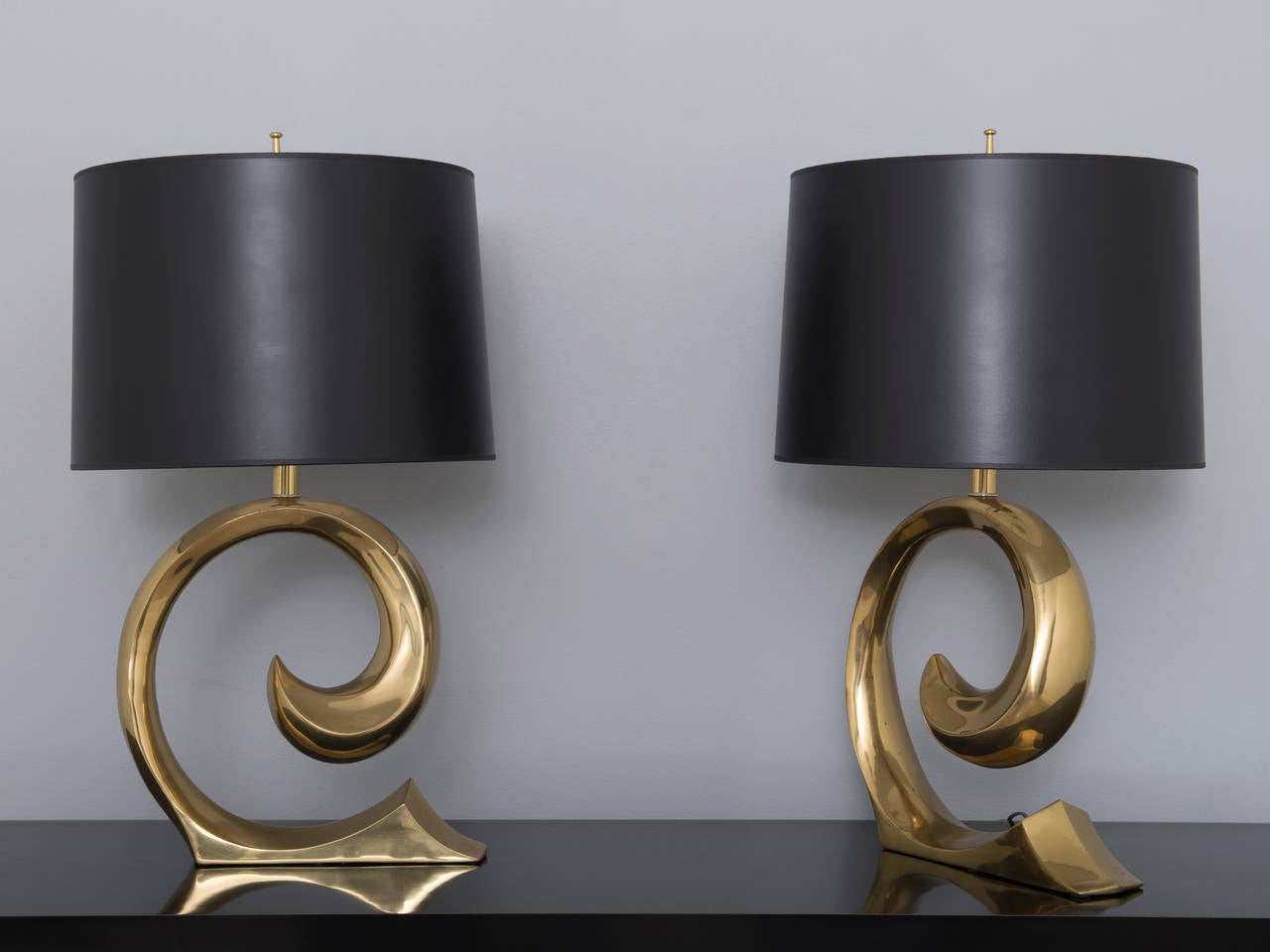 Pierre Cardin rare Mid Century solid brass lamps (shades not included).