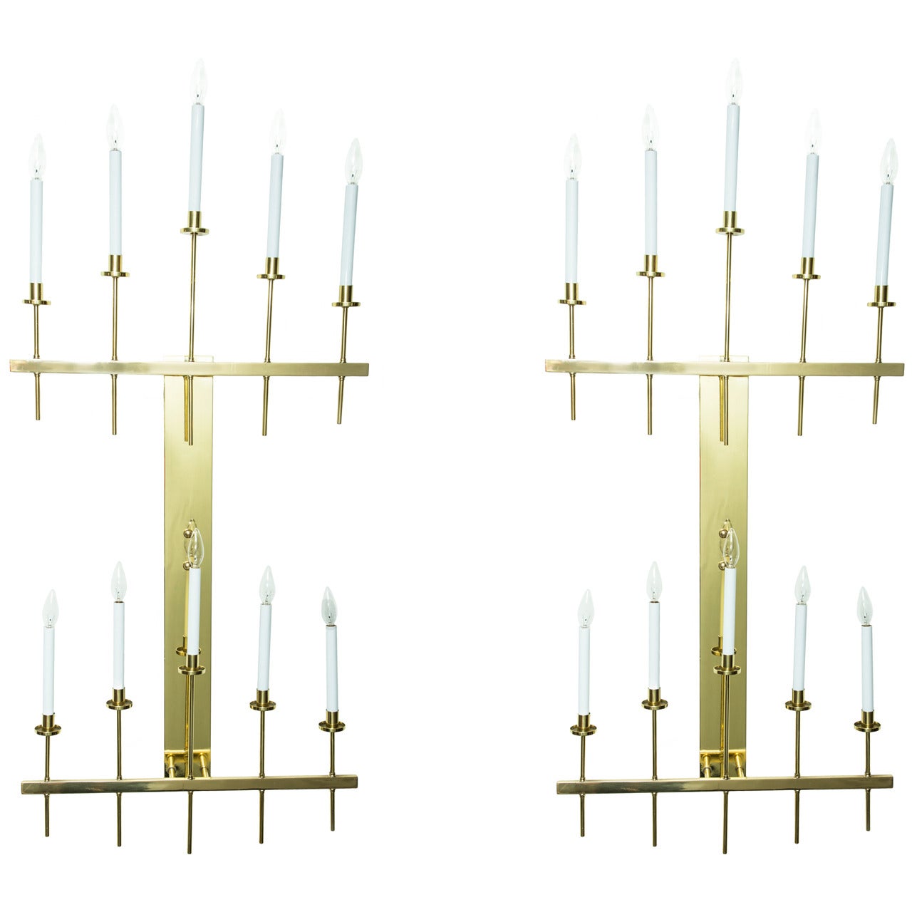 4 Foot Long Brass Vintage Wall Sconces in the Style of Tommi Parzinger For Sale